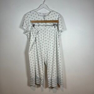 LAKE Pajamas Set Womens Size XXL Pima Cotton Floral Short Sleeve Crop Pant PJs
